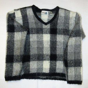 Vintage Paul Harris Design  Black White Squares Mohair Knit  Sweater large